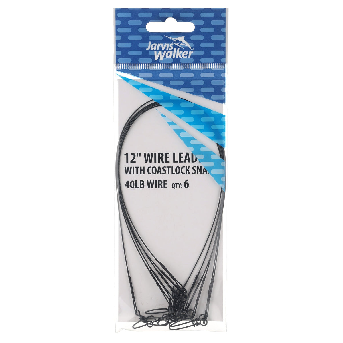 Jarvis Walker Wire Leaders with Coastlock Snaps 12in 40lb 6 Pack