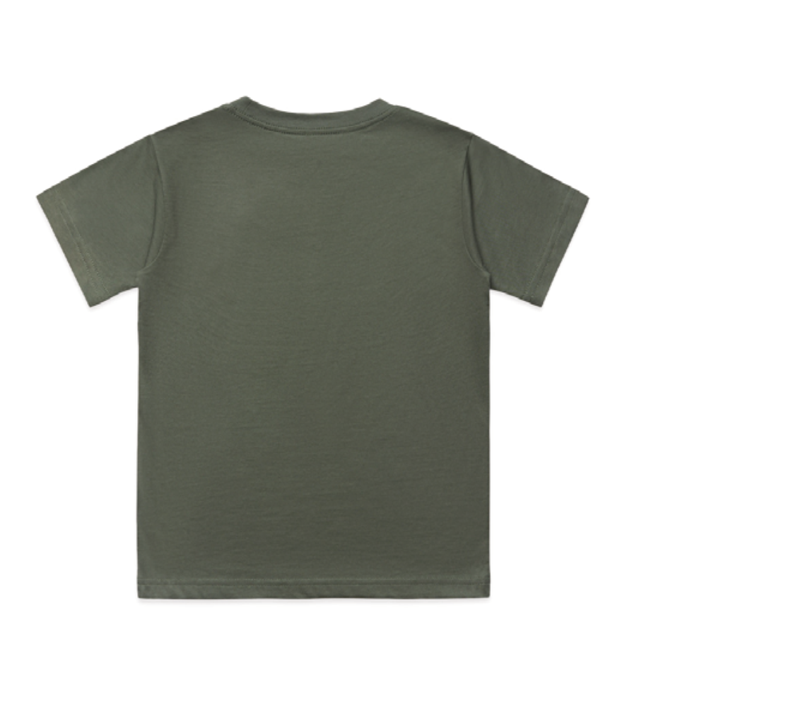 Rod and Rifle Buffalo Shirt in Cypress, kids' sizes, back view of exact Wild Creek supplier mock-up