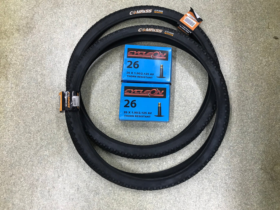 26 x 1.95 Dual Tread Tyre & Tube Pack