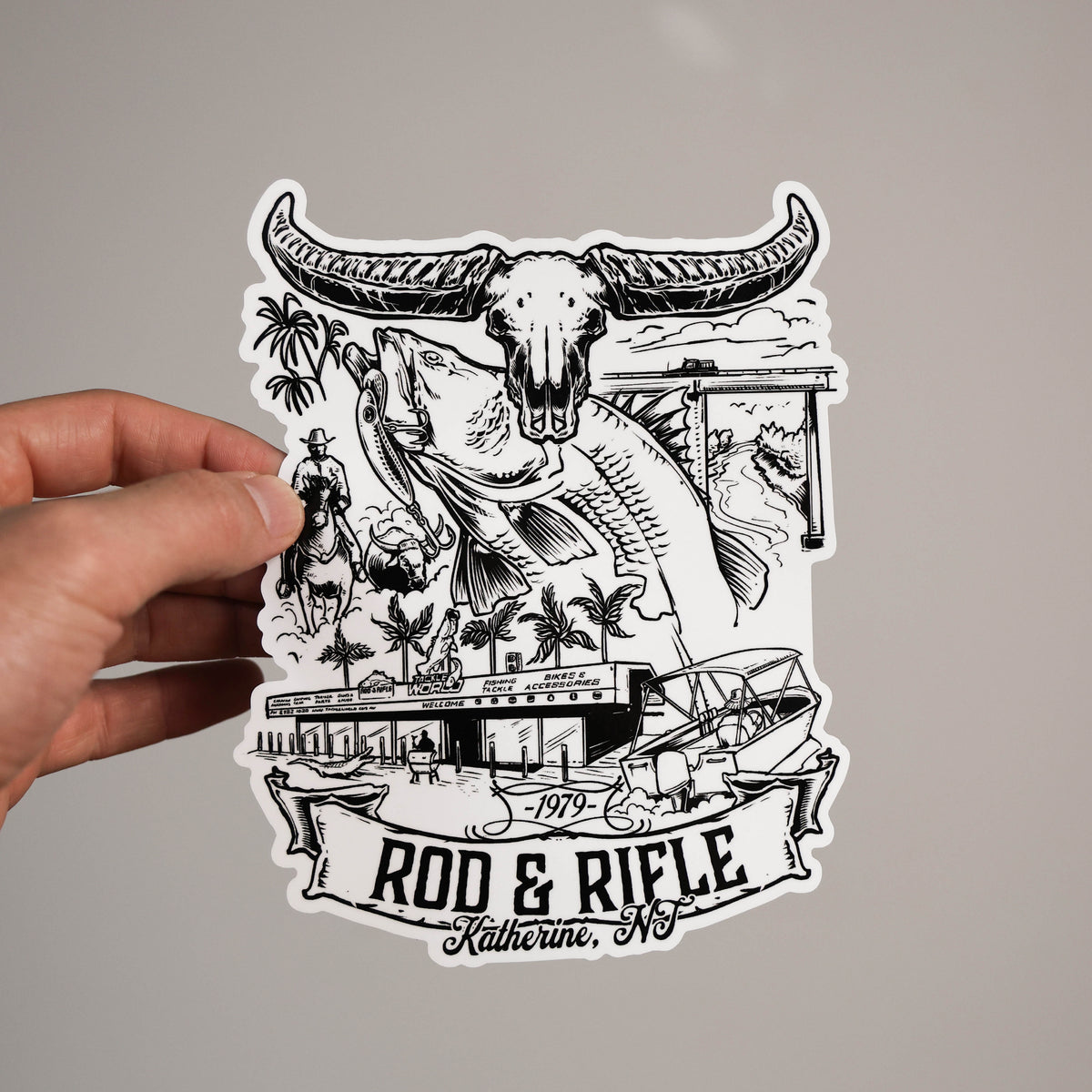 Rod & Rifle Shop Front Sticker