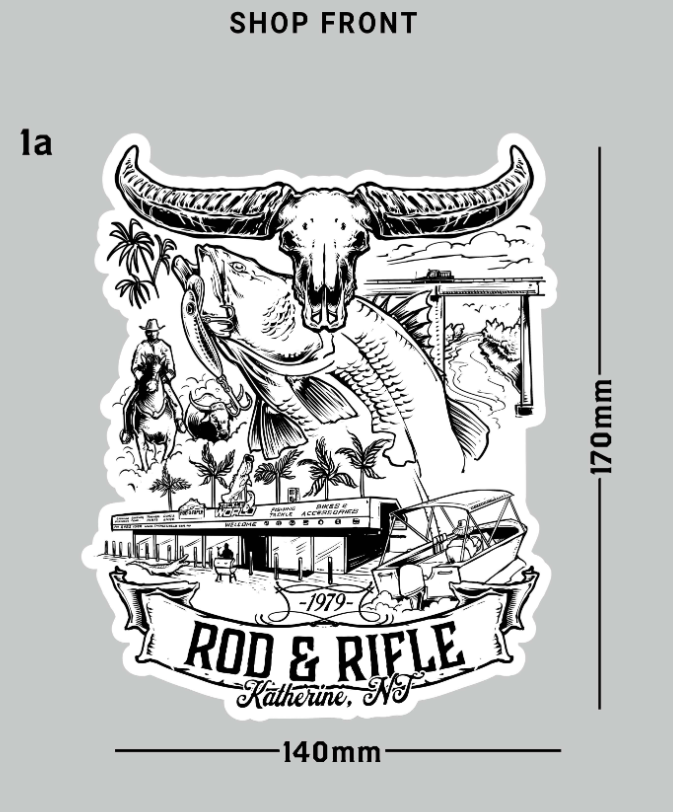 Rod & Rifle Shop Front Sticker