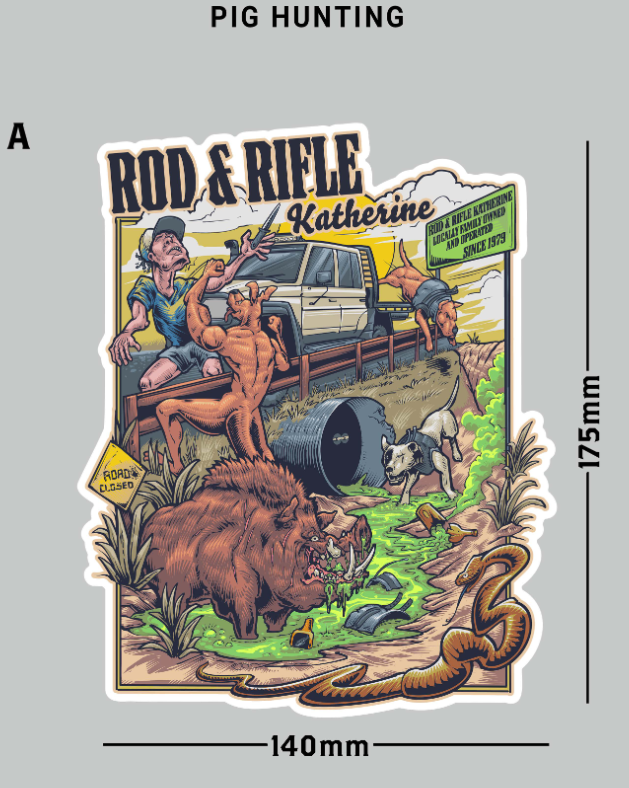 Rod & Rifle Pig Hunting Sticker