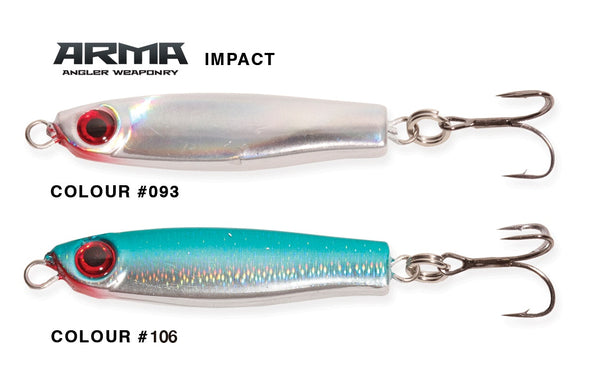 Arma Lure Impact 40g - manufacturer colour guide 093 and 106