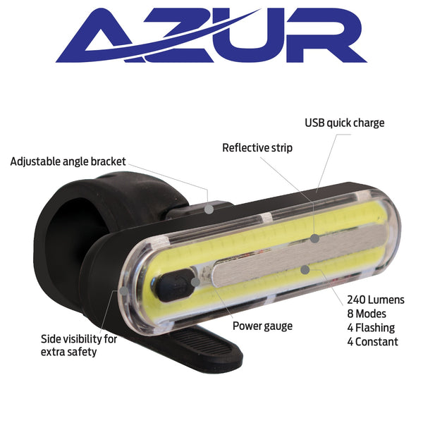 Azur Alien 2 USB Front Bike Light – 240 Lumens