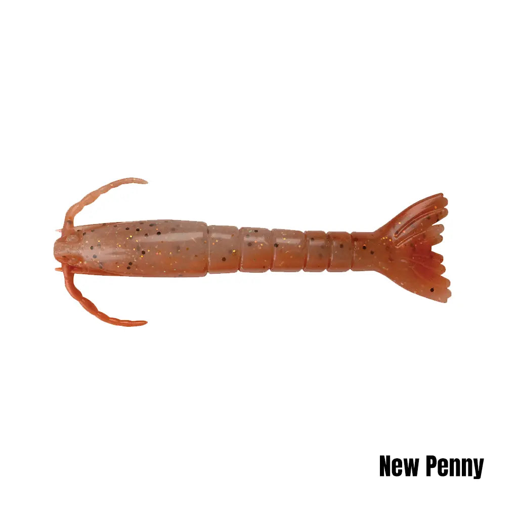 Berkley Gulp shrimp, New Penny (manufacturer shared-size colour illustration)