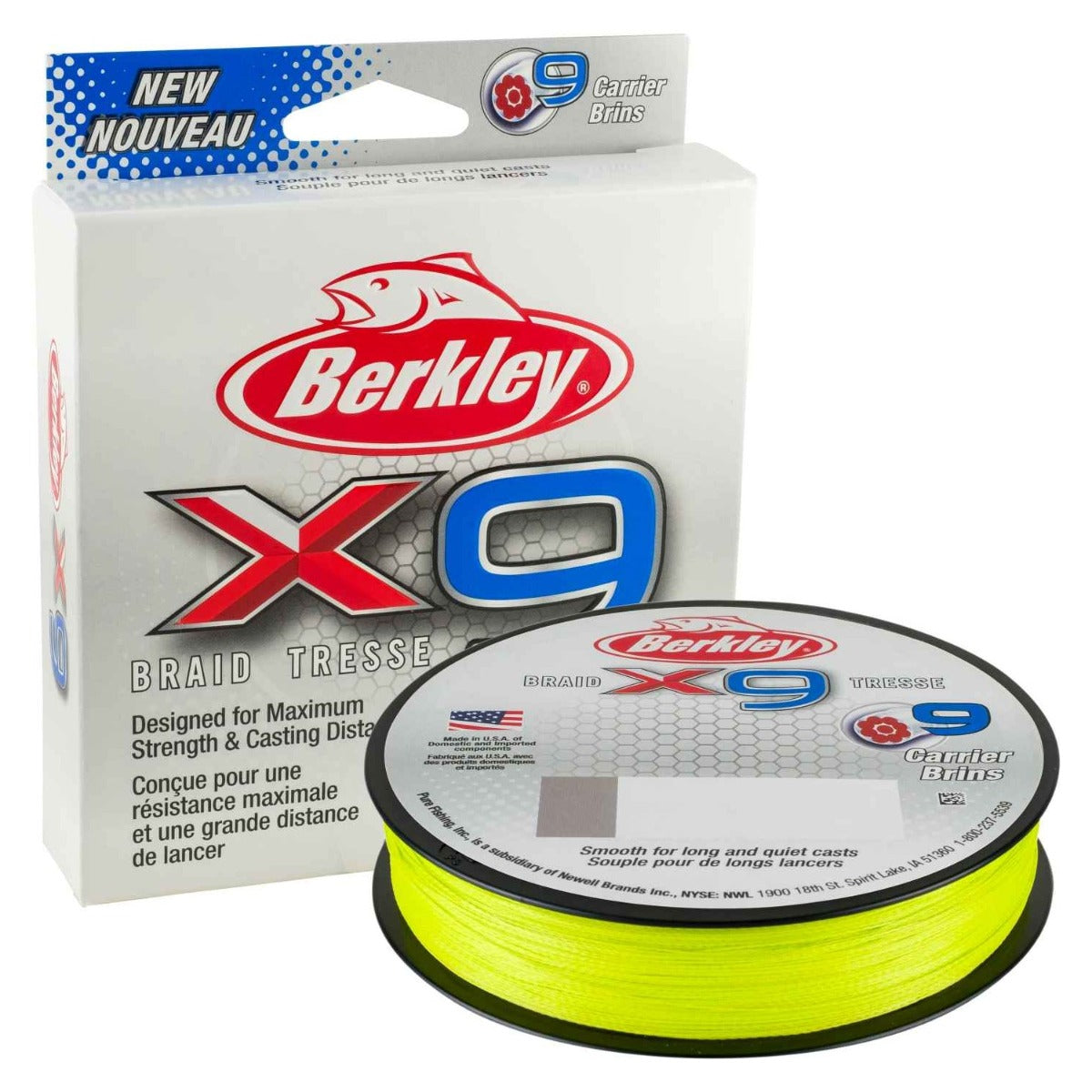 Berkley X9 braid Flame Green; strength and length selected separately