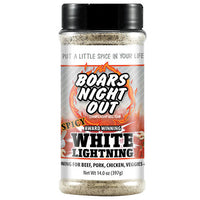 Boars Night Out Spicy White Lightning 14 oz (397g label) seasoning shaker