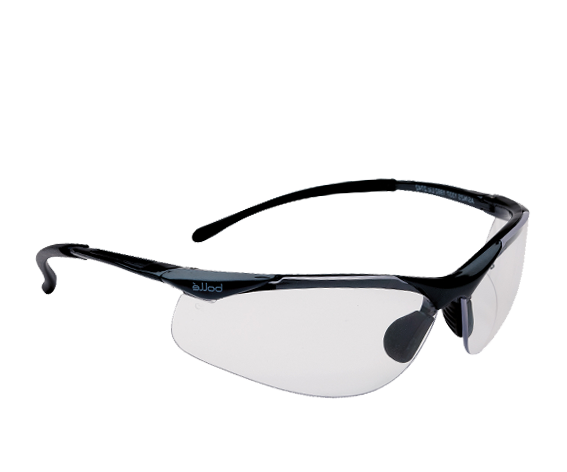 Bollé Contour 1615501 safety glasses with clear lenses and dark gunmetal frame