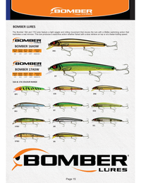 JM Gillies 2025 supplier chart: Bomber 16A 150mm and 17A 175mm colour range, including CHTBRO