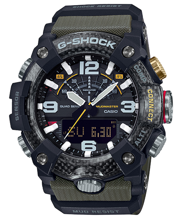 Casio G-SHOCK Mudmaster GG-B100-1A3 with green resin strap