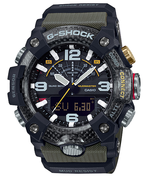 Casio G-SHOCK Mudmaster GG-B100-1A3 with green resin strap