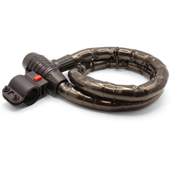 Armoured keyed bicycle cable lock, 25 mm x 1000 mm, with mounting bracket