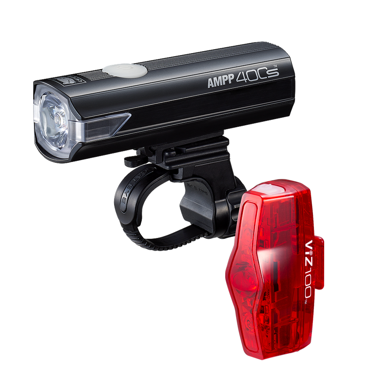 CatEye AMPP400S front and ViZ100 USB-C rear bicycle light set