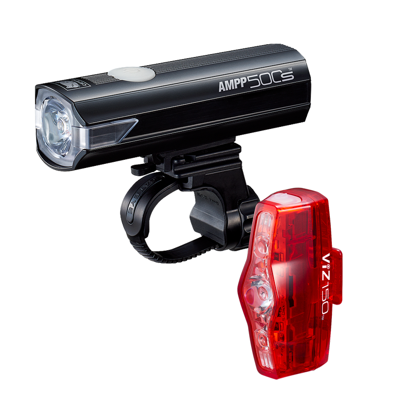 CatEye AMPP500S front and ViZ150 USB-C rear bicycle light set