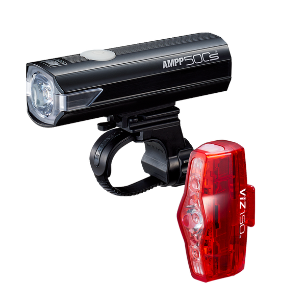 CatEye AMPP500S front and ViZ150 USB-C rear bicycle light set