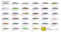 Manufacturer Classic 120 colour chart with 4XG XXXXtreme Gold and 56 Purple Flamingo; +3 availability labelled. Representative chart, not an isolated depth-specific photograph.