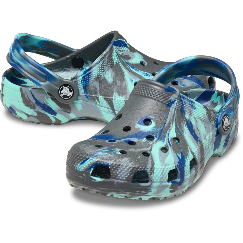 Crocs Kids Classic Marbled Clog Carbon/Multi 207464-0RV - pair view - C11 to J6