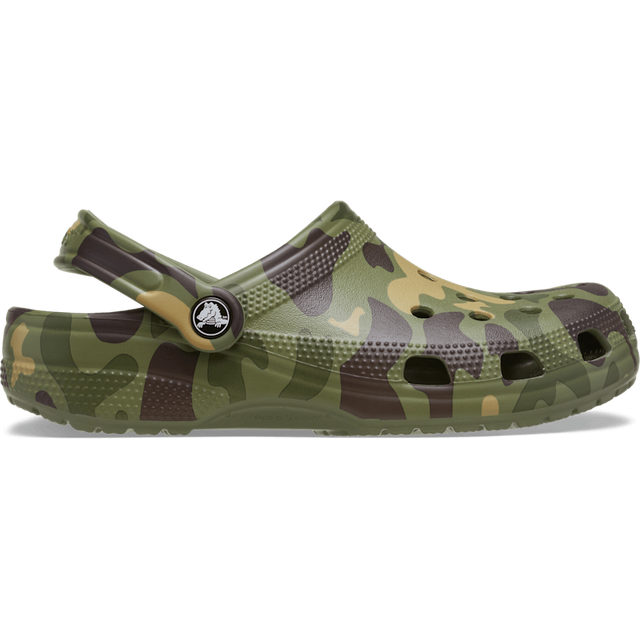 Crocs Classic Duck Camo Clog in Black/Cargo, side view, model 214293-0SL