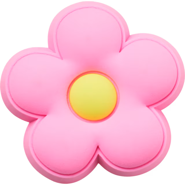 Crocs Jibbitz Pink Flower - Pink five-petal flower with yellow centre