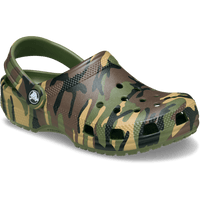 Crocs Kids Classic Camouflage Clog Army Green/Multi 211879-3TC - angle view - C11 to J6