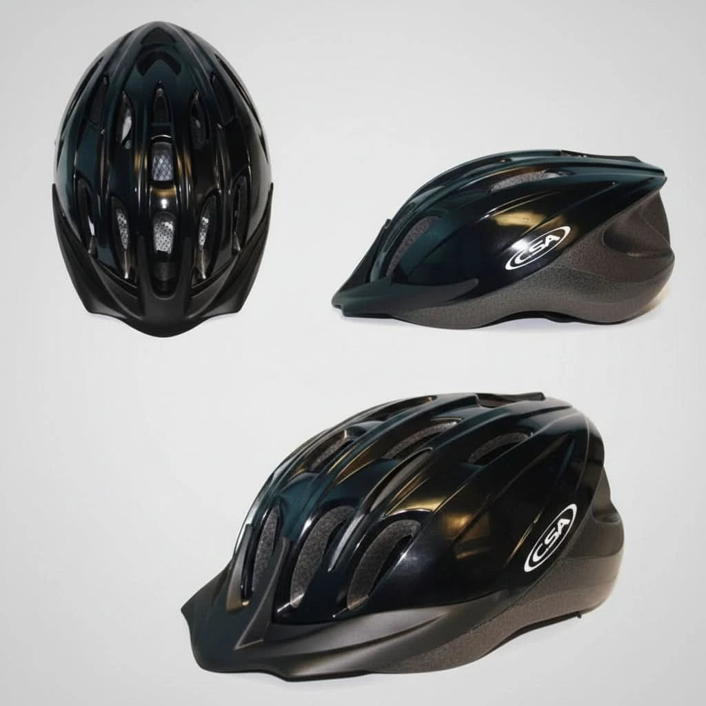 CSA Chaser helmet, gloss black, 54–58 cm, three views