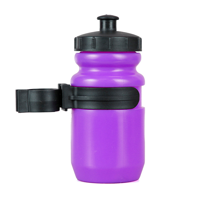 Mini kids bicycle bottle with clip holder — Purple