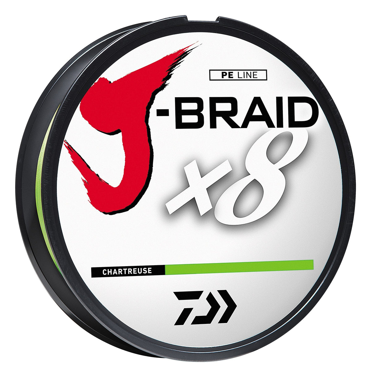 Daiwa J-Braid x8 Chartreuse braided line; strength and length selected separately