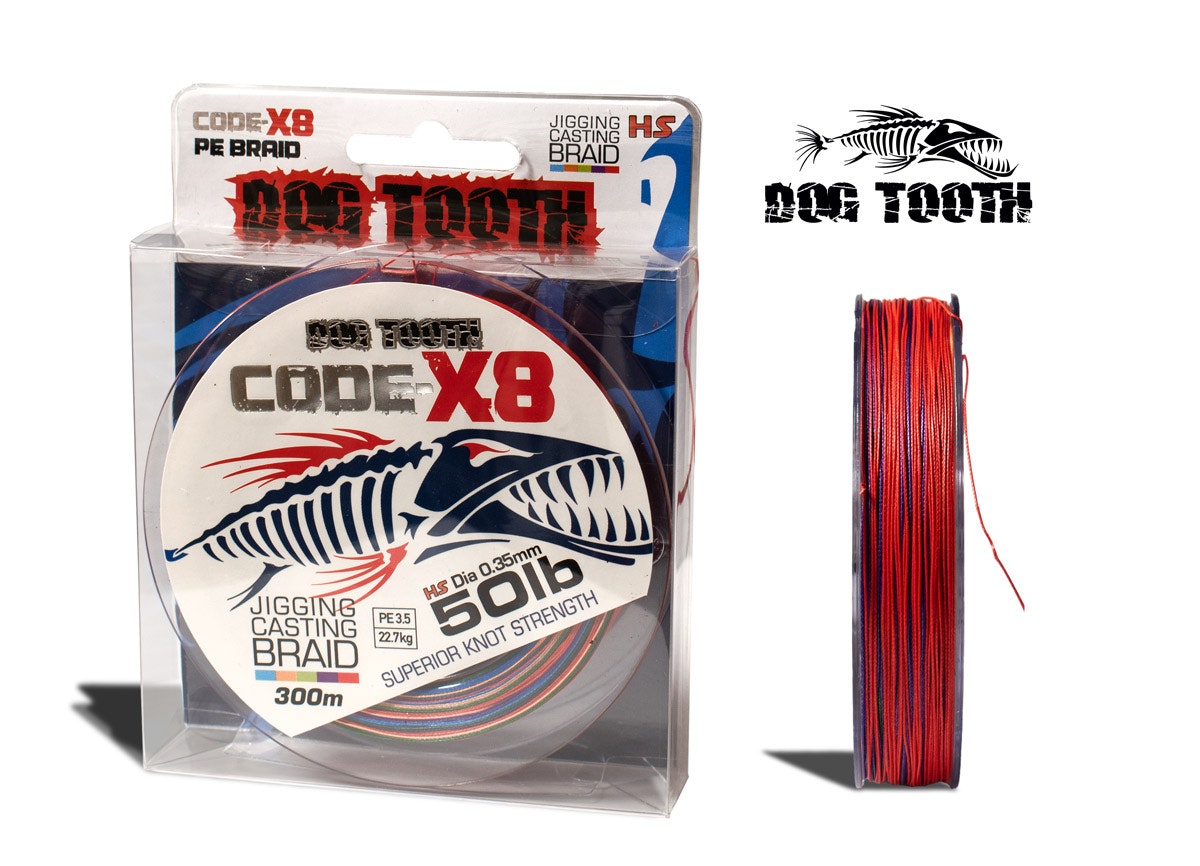 Dog Tooth Code X8 Jigging & Casting Braid, 50 lb, 300 m, Multicolour