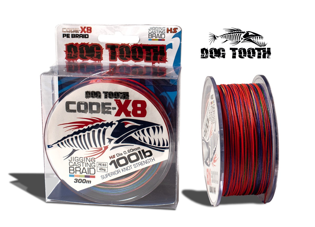 Dog Tooth Code X8 Jigging & Casting Braid, 100 lb, 300 m, Multicolour
