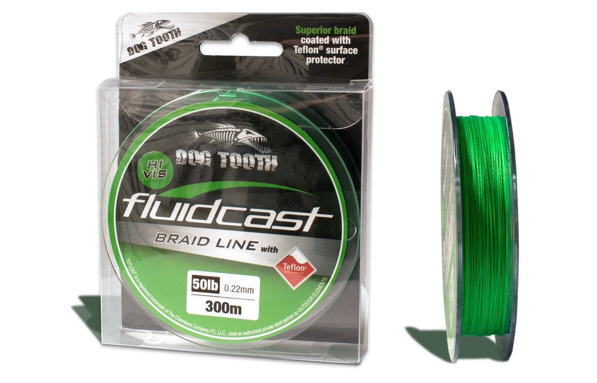 Dog Tooth Fluidcast X4 Hi Vis Green, 50 lb, 300 m, Hi Vis Green