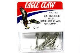 Eagle Claw 6061TA size 2 4X treble hooks