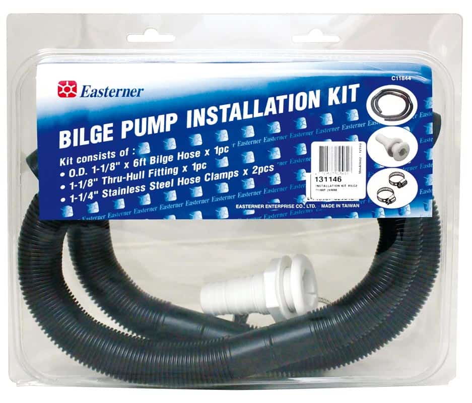 Easterner bilge pump installation kit, 28mm hose and fittings