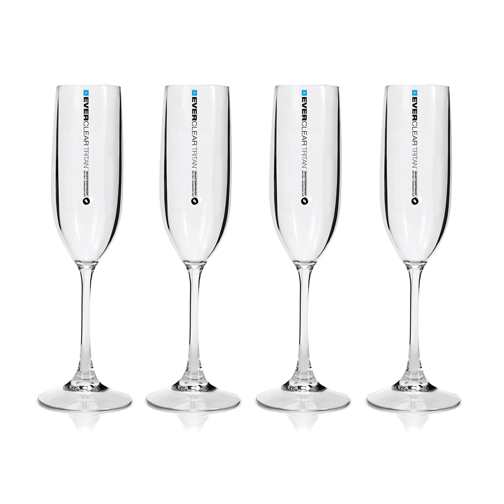 Everclear Tritan PRIT145PK, four complete clear 145ml champagne flutes