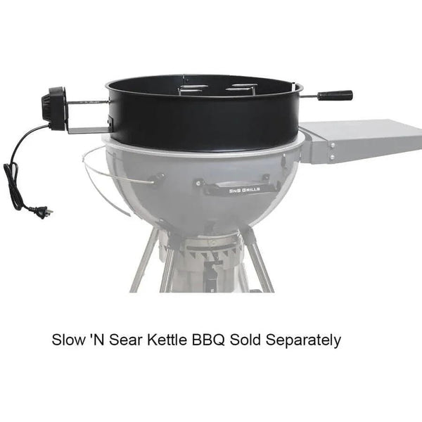 Flaming Coals SP057 complete kettle rotisserie ring, motor and skewer; barbecue shown sold separately