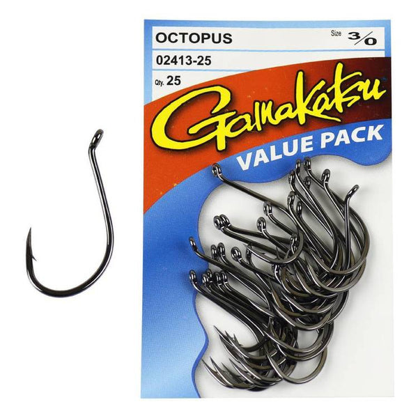 Gamakatsu Octopus Black hooks, size 3/0, 25-pack, OCB3025