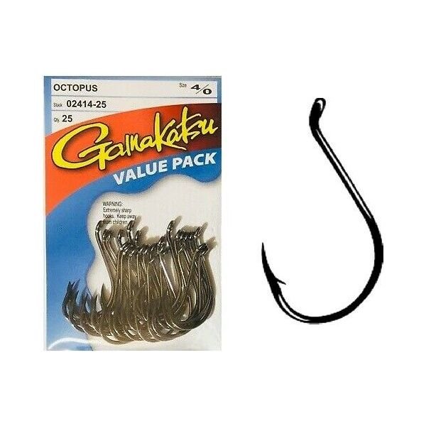 Gamakatsu Octopus Black hooks, size 4/0, 25-pack, OCB4025