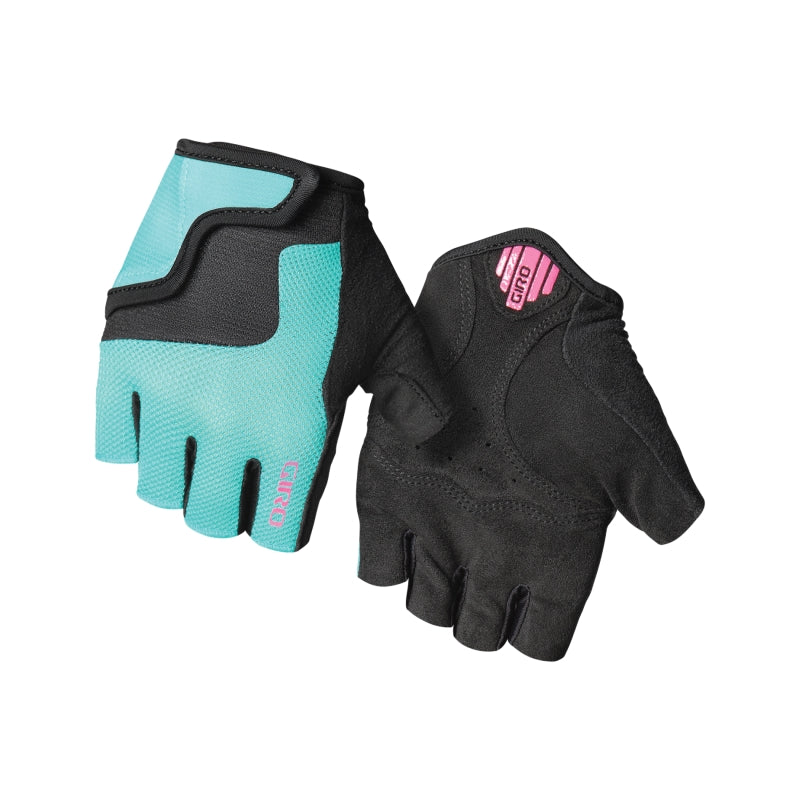Giro Bravo Jr short-finger cycling gloves in Screaming Teal and Neon Pink