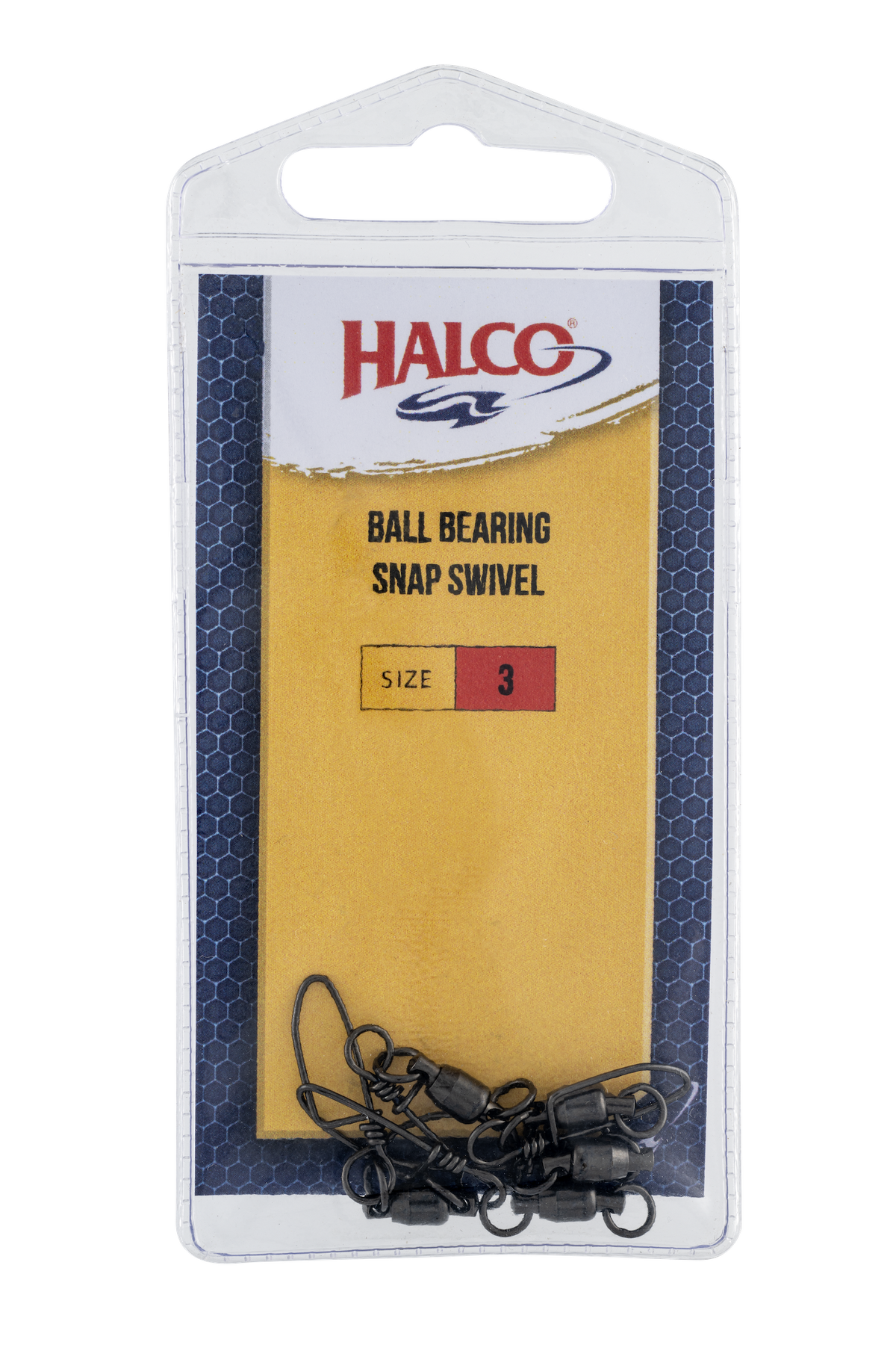 Halco Ball Bearing Snap Swivel — manufacturer package example showing size 3; select required size