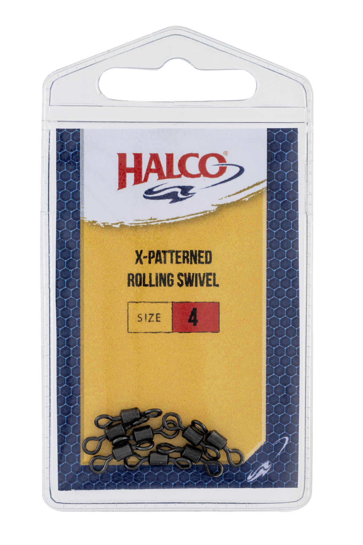 Halco X-Patterned Rolling Swivel size 4 — official manufacturer package photo
