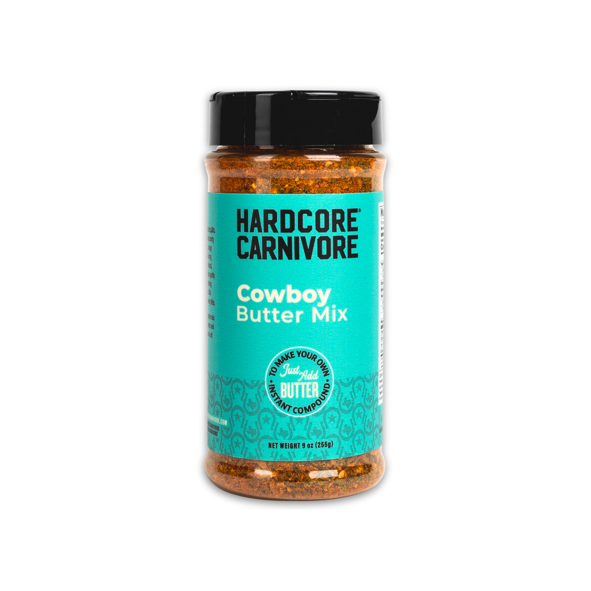 Hardcore Carnivore Cowboy Butter Mix 255g shaker, manufacturer front-label photo.