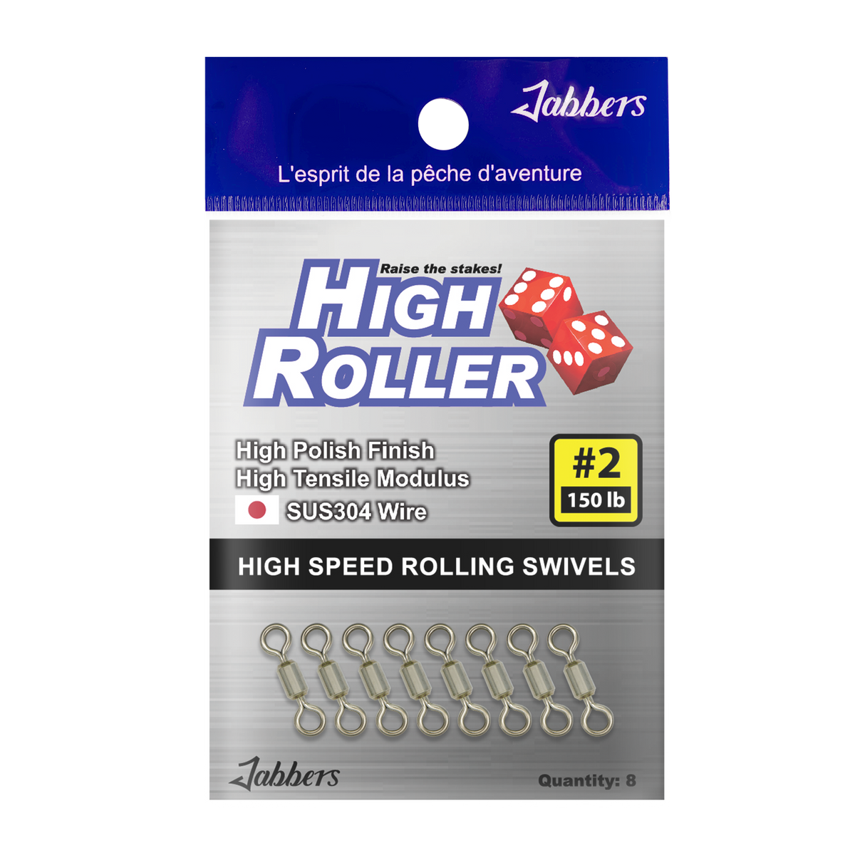 Jabbers High Roller swivel size 2, 150lb, pack of 8