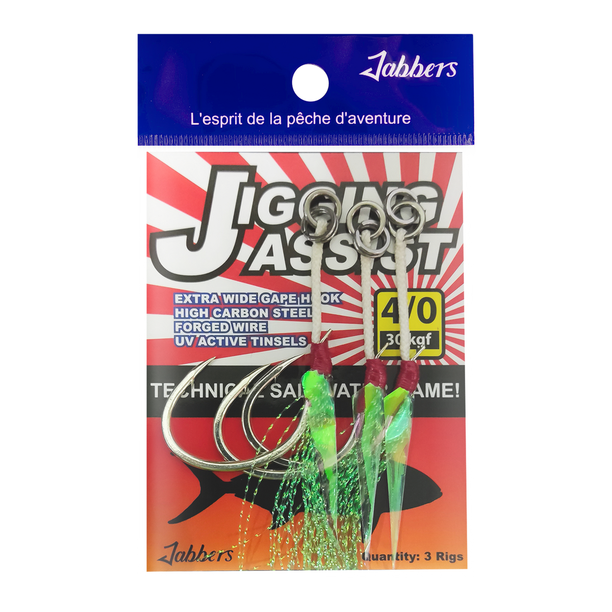 Jabbers Jigging Assist hooks 4/0, pack of 3