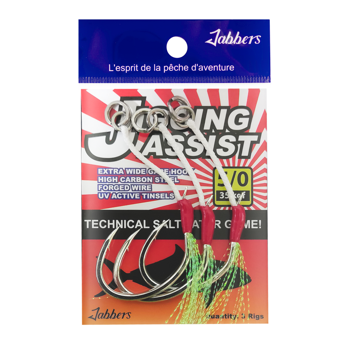 Jabbers Jigging Assist hooks 5/0, pack of 3