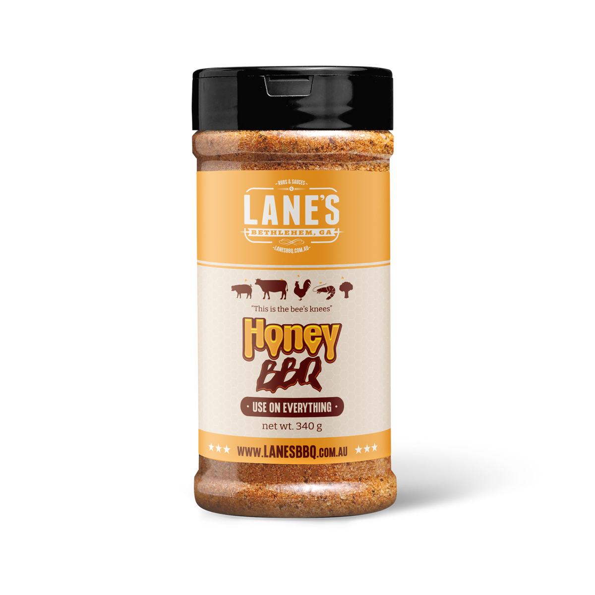 Lane's honey bbq rub 340 g jar