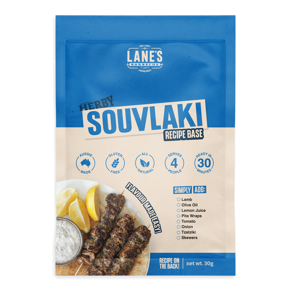 Lane's Souvlaki Recipe Base, single 30 g sachet