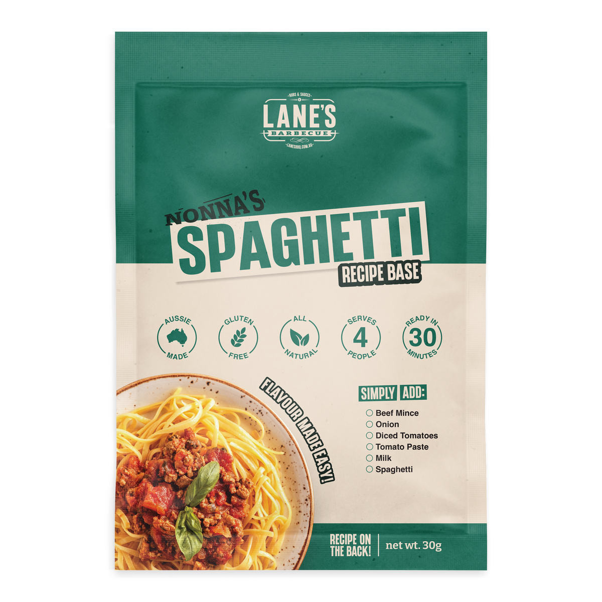 Lane's Spaghetti Recipe Base, single 30 g sachet