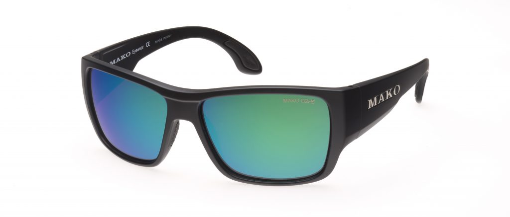 Mako Covert 9596 M01 G2H5 matte black sunglasses with rose green mirror lenses