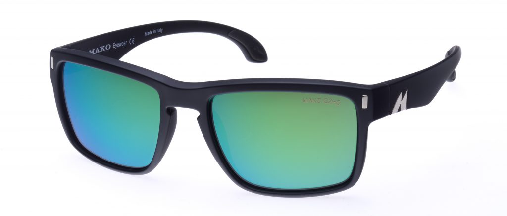 Mako GT 9583 M01 G2H5 matte black sunglasses with rose green mirror lenses