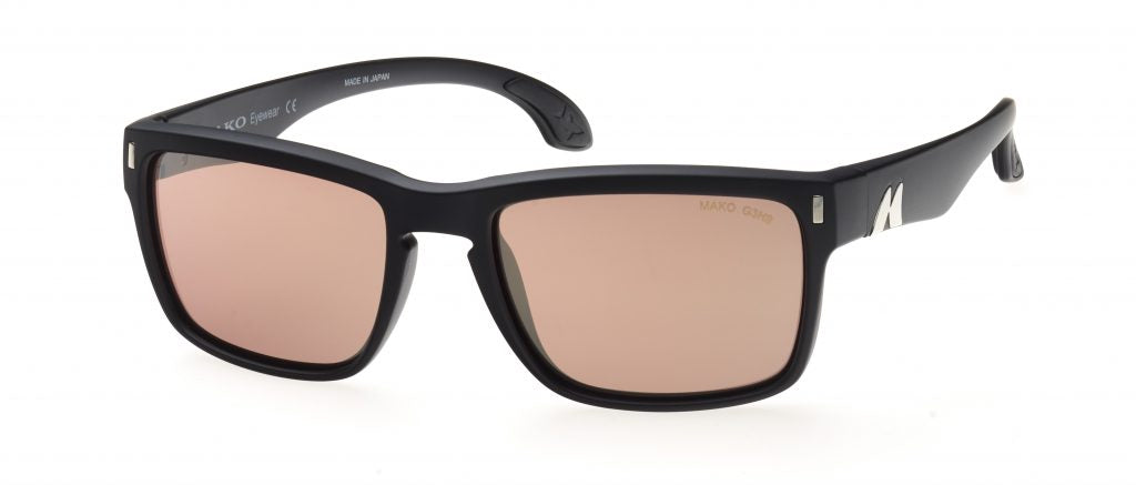 Mako GT 9583 M01 G3H9 matte black sunglasses with copper silver mirror lenses