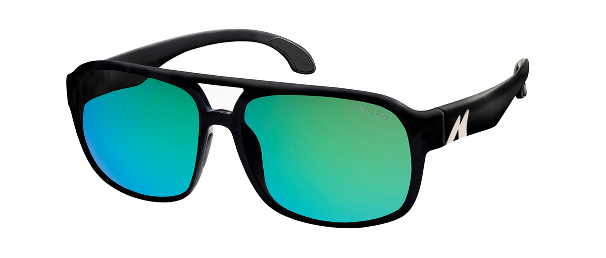 Mako Harries 9606 M01 G2H5 matte black sunglasses with rose green mirror lenses